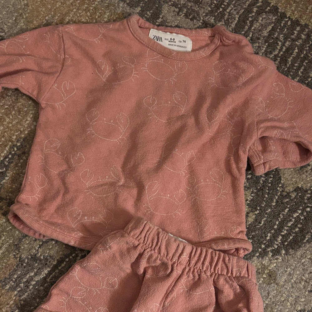 Baby Zara Pink Crab Print Set